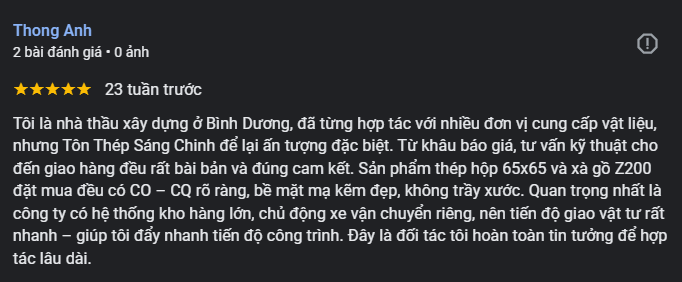 trải nghiệm của khách hàng về dịch vụ tại Sáng Chinh