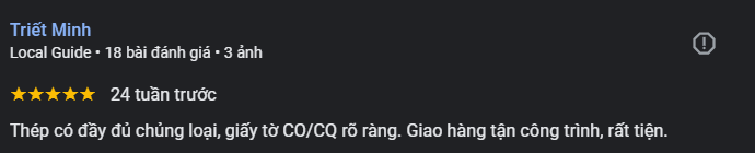 khách hàng đánh giá tốt về Tôn Thép Sáng Chinh