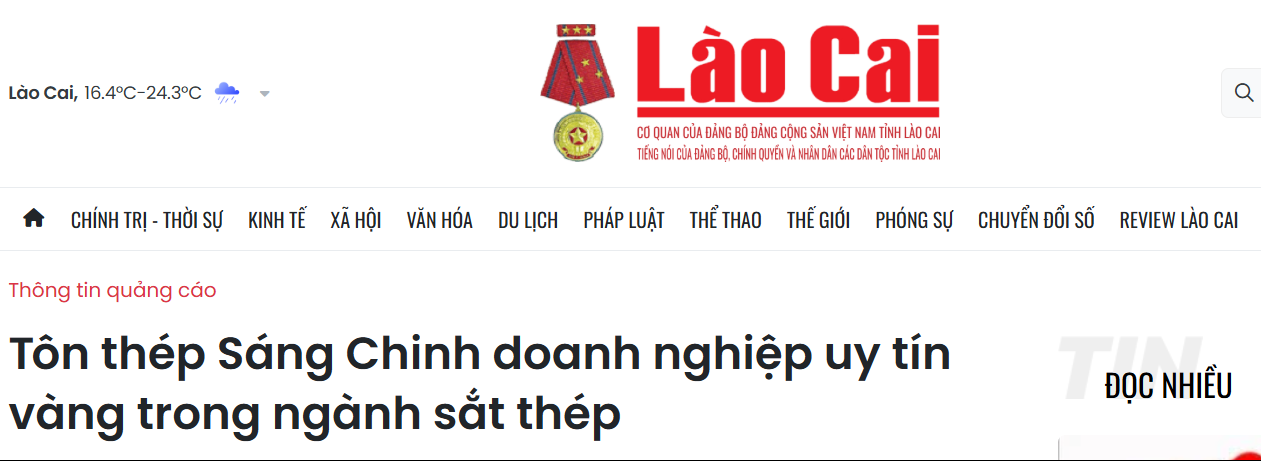 Báo Lào Cai | Tôn thép Sáng Chinh doanh nghiệp uy tín vàng trong ngành sắt thép